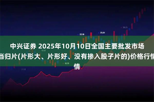 中兴证券 2025年10月10日全国主要批发市场当归片(片形大、片形好、没有掺入股子片的)价格行情